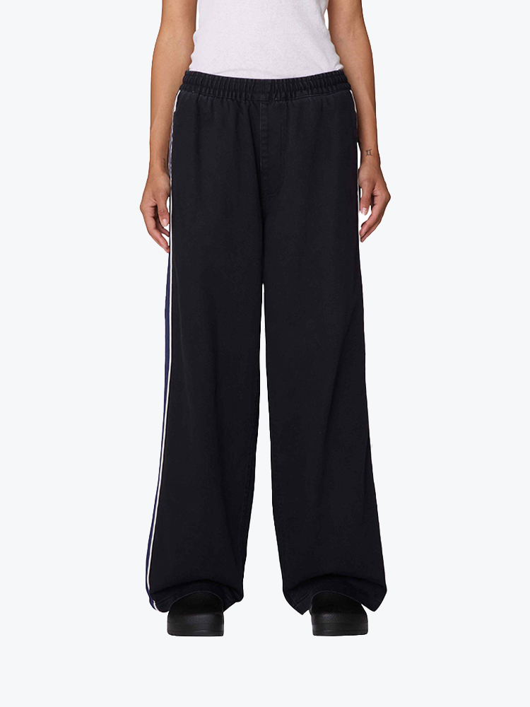 Obey – Obey - Astrid side stripe pant Digital black faded wash - Broeken - Dames – Zwart – Broeken