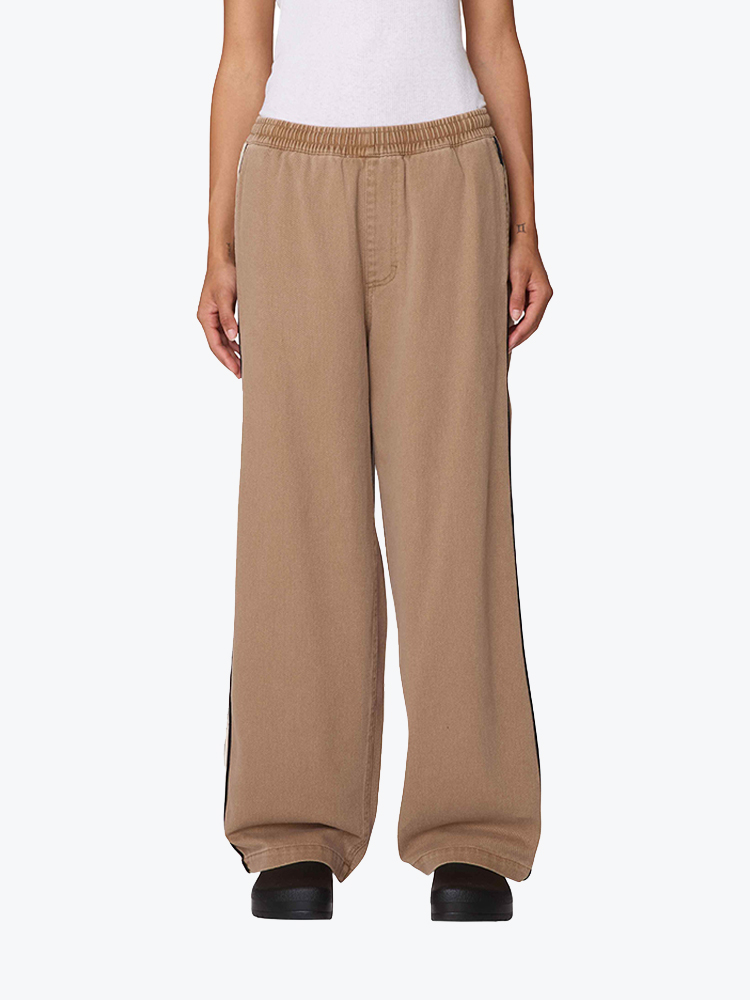 Obey – Obey - Astrid side stripe pant Tan faded wash - Broeken - Dames – Beige – Broeken
