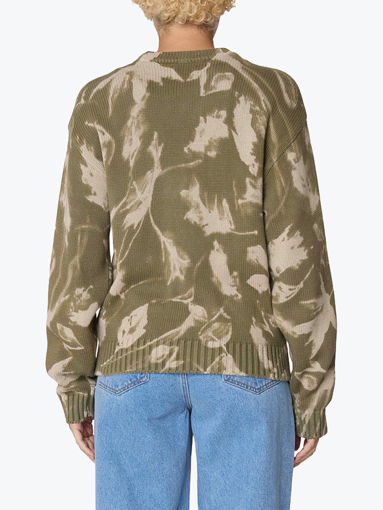 Obey – Obey - Leaves crew sweater Olive multi - Truien - Dames – Groen – Truien