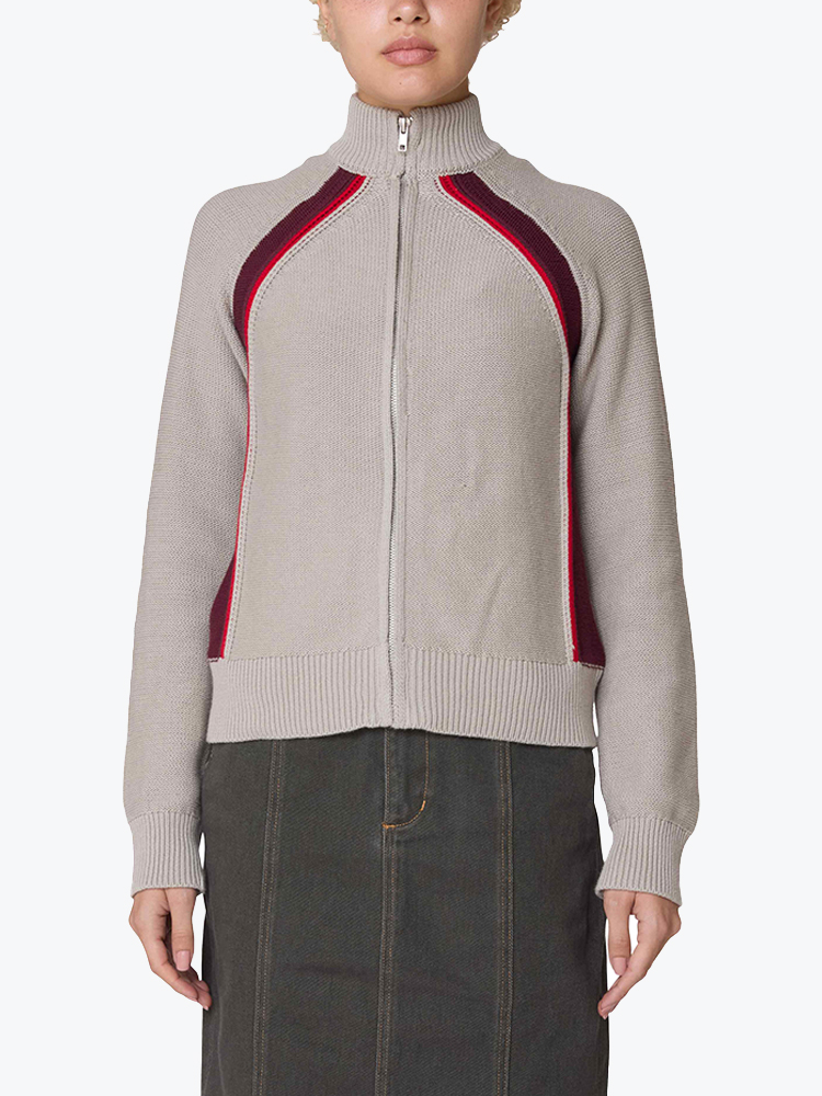 Obey – Obey - Lizzie zip mock sweater Oatmeal heather - Truien - Dames – Beige – Truien
