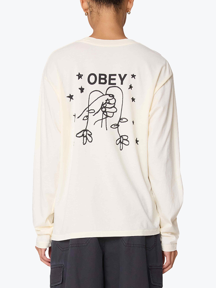 Obey – Obey - Obey wilted bunch Unbleached - T-Shirts - Dames – Beige – T-Shirts