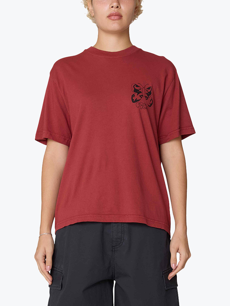 Obey – Obey - Obey flutter face Red ochre - T-Shirts - Dames – Rood – T-Shirts