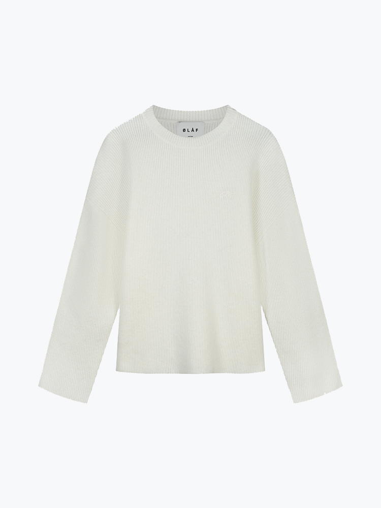 OLAF – Olaf - Signature Knitted Crewneck White - Truien - Heren – Wit – Truien