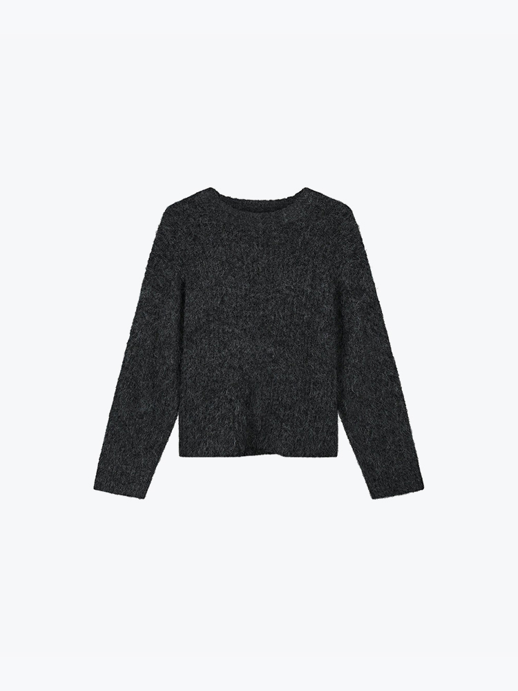 OLAF – Olaf - Hairy Knitted Crewneck Charcoal - Truien - Heren – Grijs – Truien