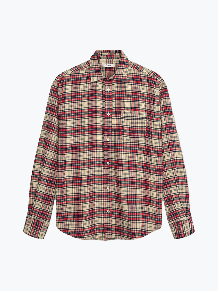 Foret – Foret - River Flannel Shirt Red/Navy/Cloud - Overhemden - Heren – Rood – Overhemden