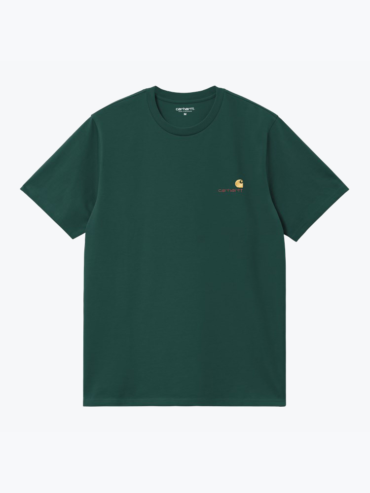 Carhartt WIP – Carhartt WIP - S/S American Script T-Shirt Groen - T-Shirts - Heren – Groen – T-Shirts