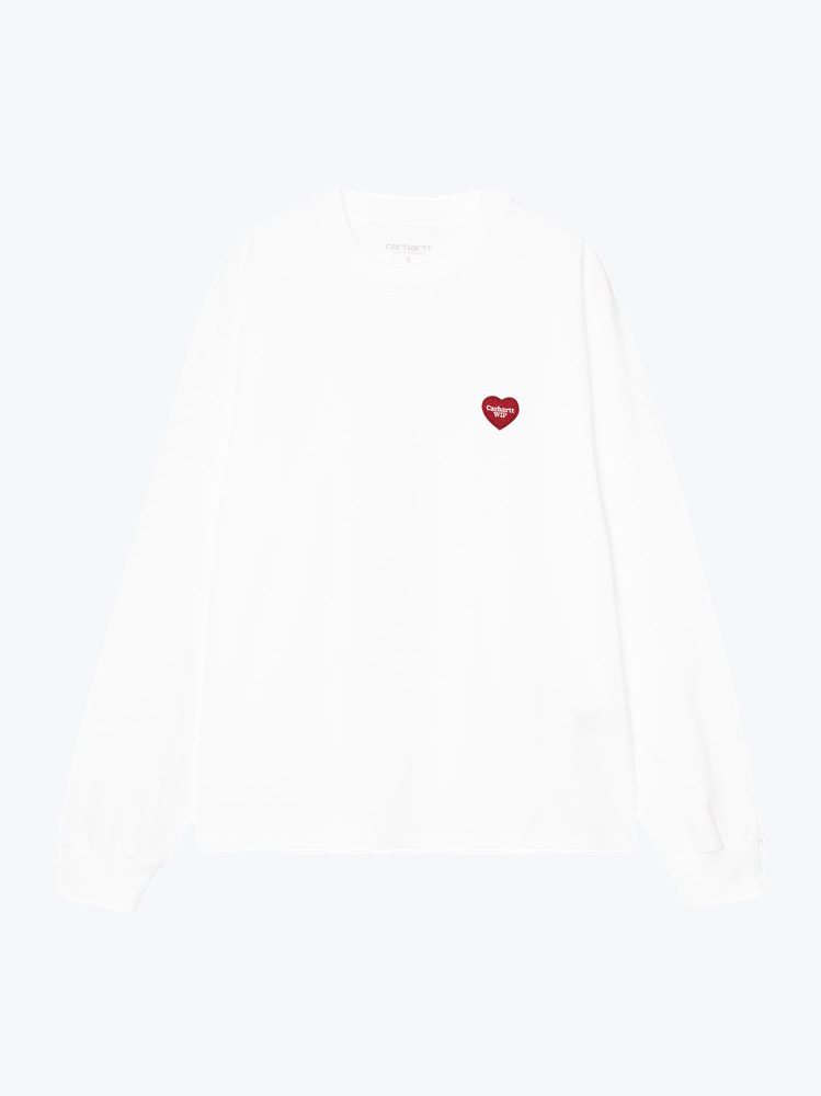 Carhartt WIP – Carhartt WIP - W' L/S Heart Patch T-Shirt Wit - T-shirts - Dames – Wit – T-Shirts
