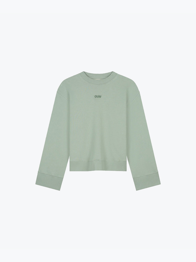 OLAF – Olaf - Retro Logo Crewneck Green Milieu - Truien - Dames – Groen – Truien