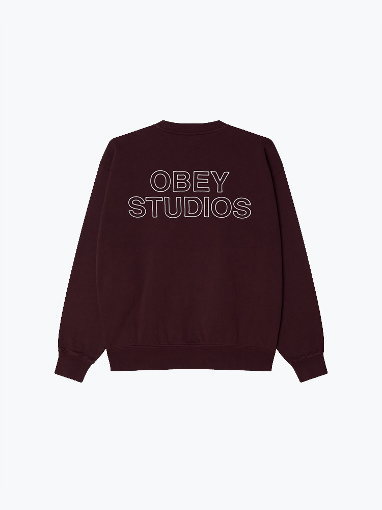 Obey – Obey - Obey studios faded crew Winetasting faded wash - Truien - Heren – Rood – Truien