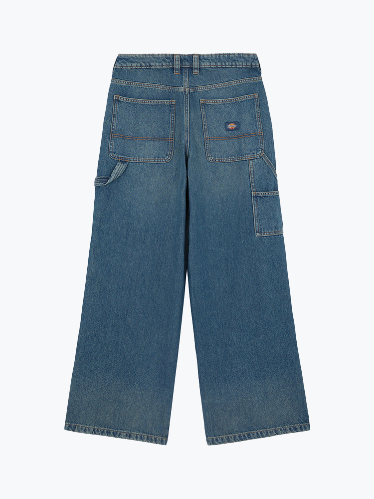 Dickies – Dickies - Hilham Denim W  Khaki Tntd Blue - Jeans - Dames – Blauw – Jeans
