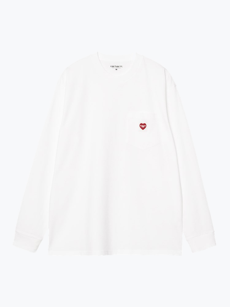 Carhartt WIP – Carhartt WIP - L/S Pocket Heart T-Shirt Wit - T-shirts - Heren – Wit – T-Shirts