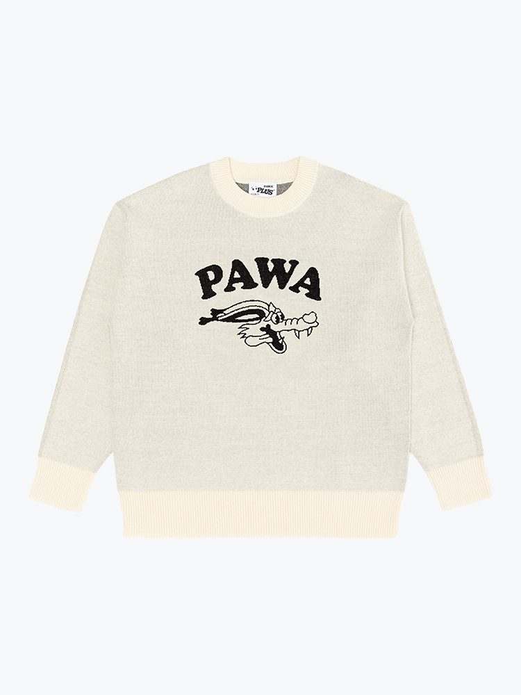 Pawa Speed Sports – Pawa Speed Sports - Doggo Knit Sweater Cream - Truien - Heren – Beige – Truien