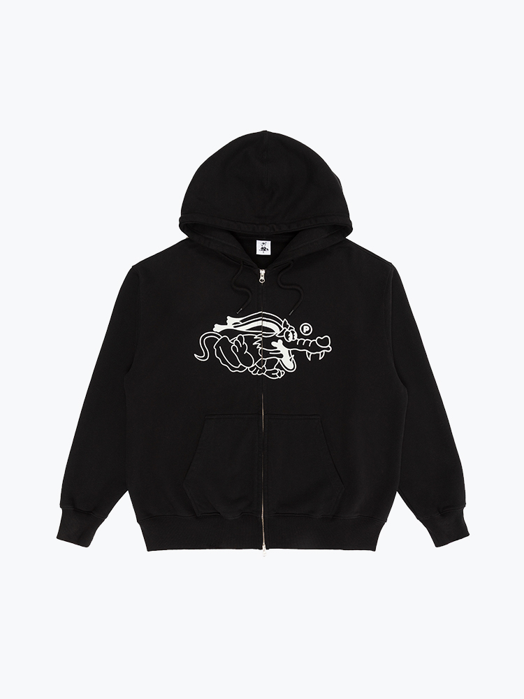Pawa Speed Sports – Pawa Speed Sports - Doggo Zip Hoodie Black Black - Truien - Heren – Zwart – Truien