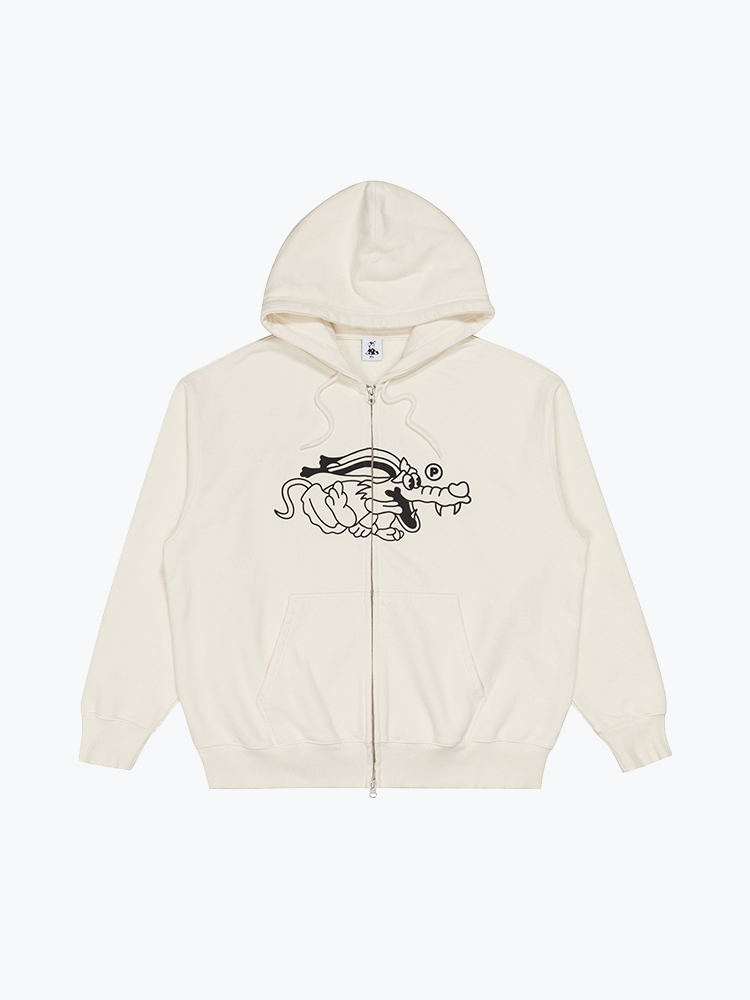 Pawa Speed Sports – Pawa Speed Sports - Doggo Zip Hoodie Cream Cream - Truien - Heren – Beige – Truien