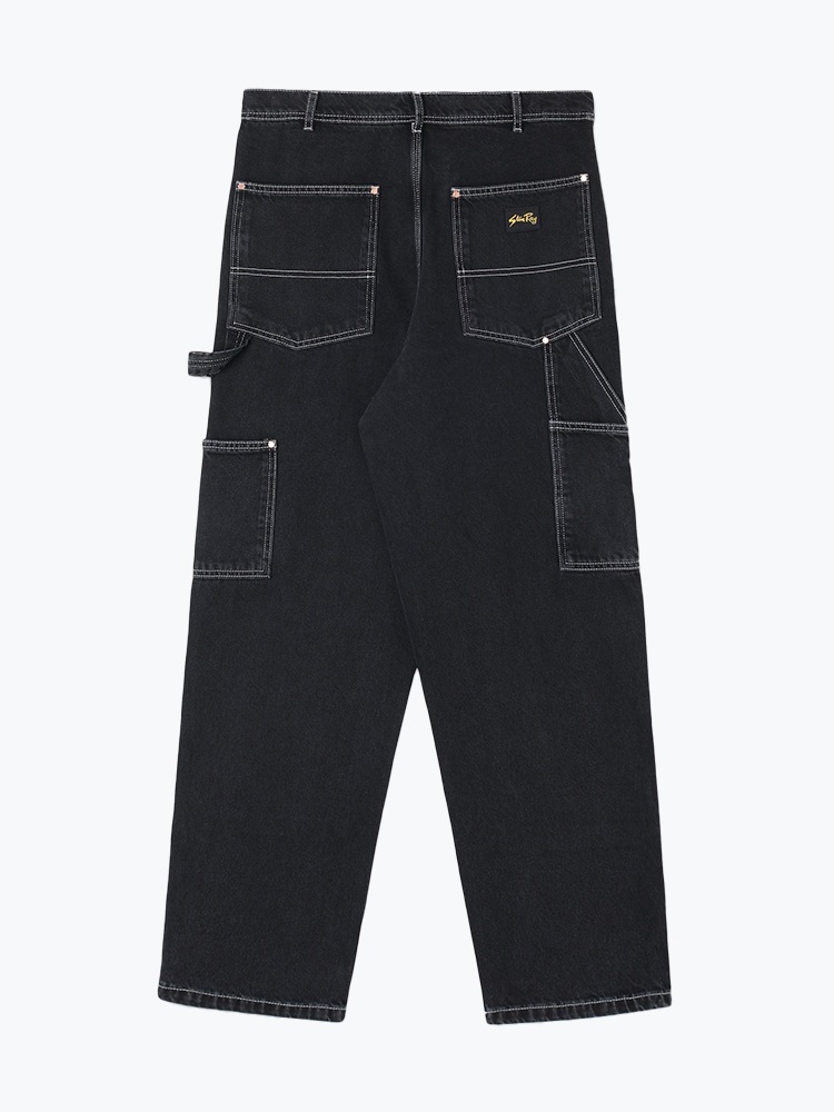 Stan Ray – Stan Ray - Double Knee Pant Stonewashed Black Denim - Broeken - Heren – Zwart – Broeken