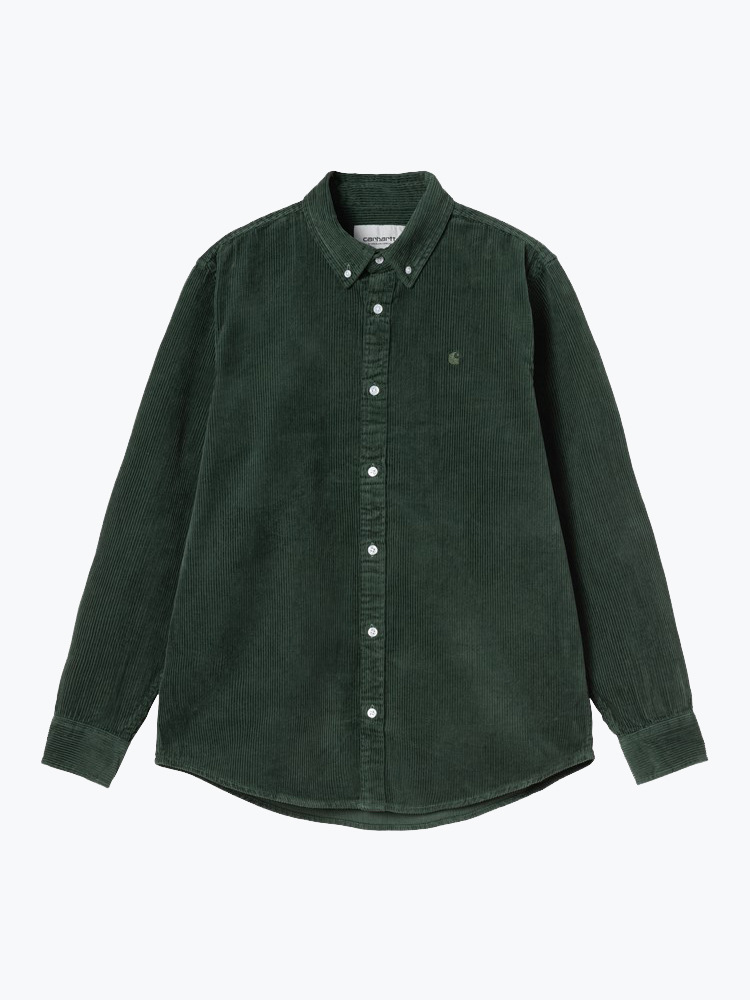 Carhartt WIP – Carhartt WIP - L/S Madison Cord Shirt Groen - Overhemden - Heren – Groen – Overhemden
