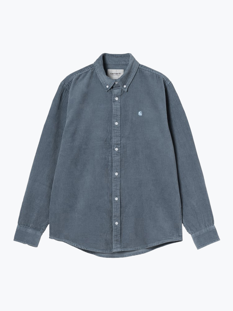 Carhartt WIP – Carhartt WIP - L/S Madison Cord Shirt Blauw - Overhemden - Heren – Blauw – Overhemden