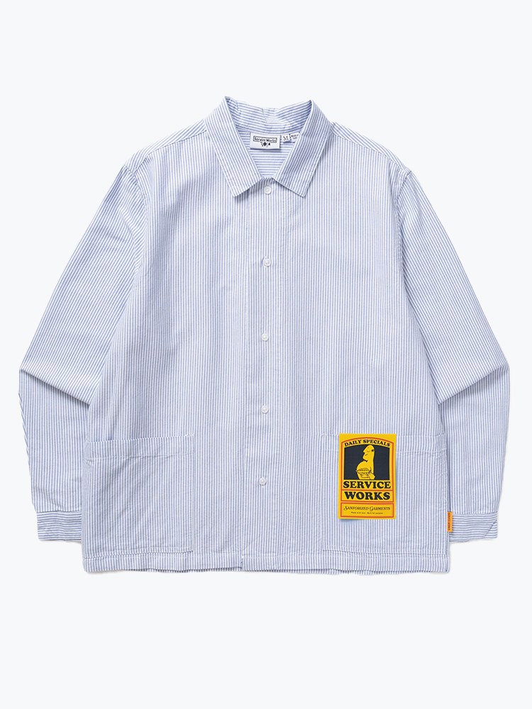 Service Works – Service Works - Waiter Shirt Oxford Blue Stripe - Overhemden - Heren – Blauw – Overhemden
