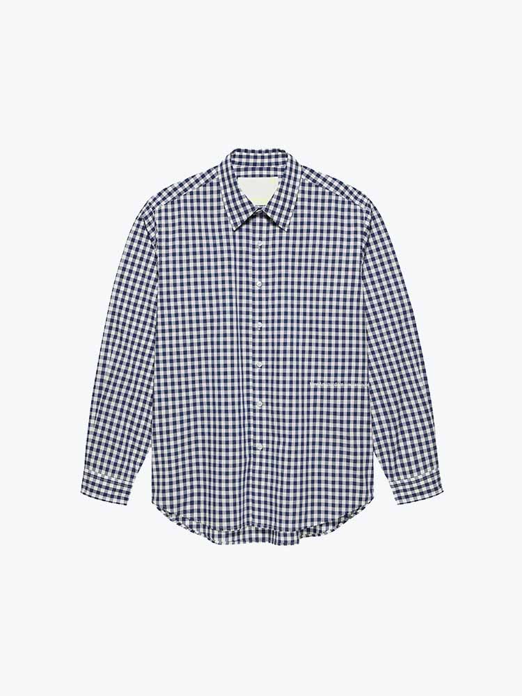 New Amsterdam Surf Association – New Amsterdam Surf Association - Beach Shirt Poplin Navy Check - Overhemden - Heren – Blauw – Overhemden