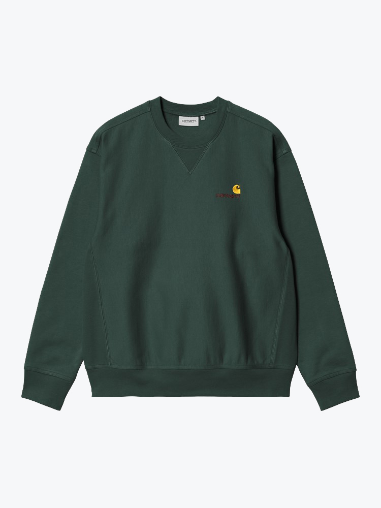 Carhartt WIP – Carhartt WIP - American Script Sweat Kale Green - Truien - Heren – Groen – Truien