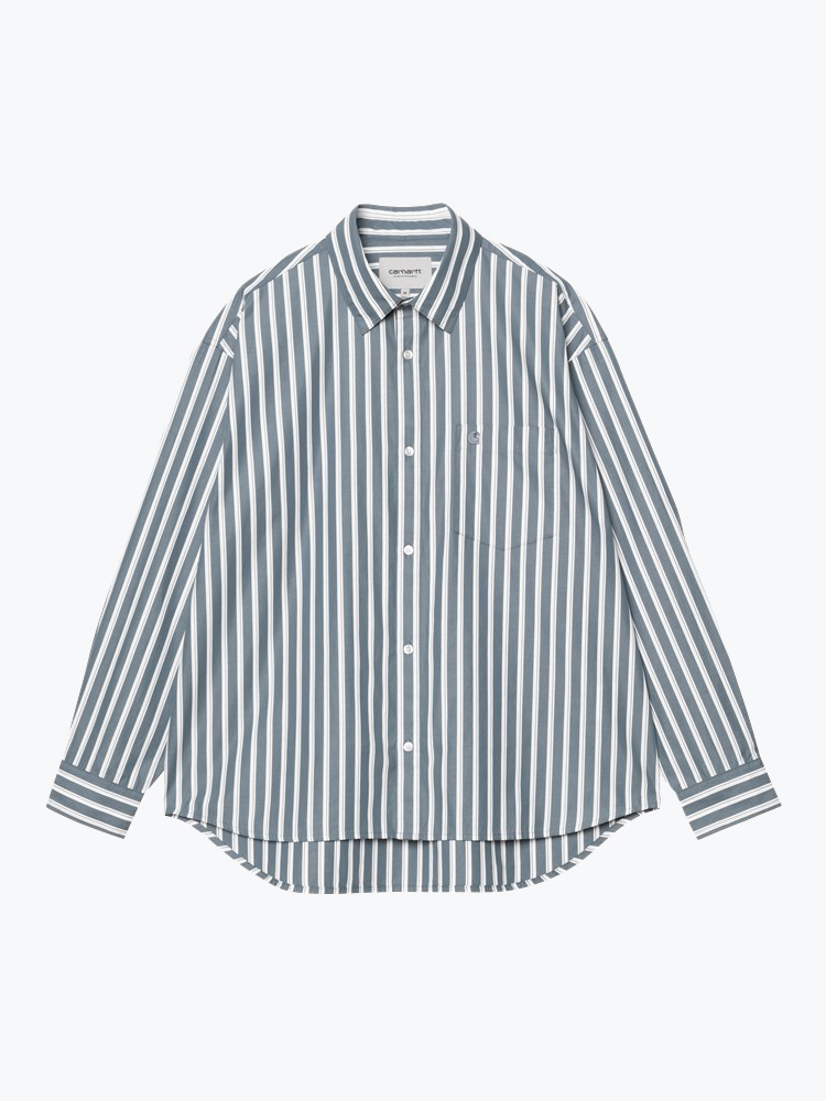 Carhartt WIP – Carhartt WIP - L/S Malden Shirt Blauw - Overhemden - Heren – Blauw – Overhemden
