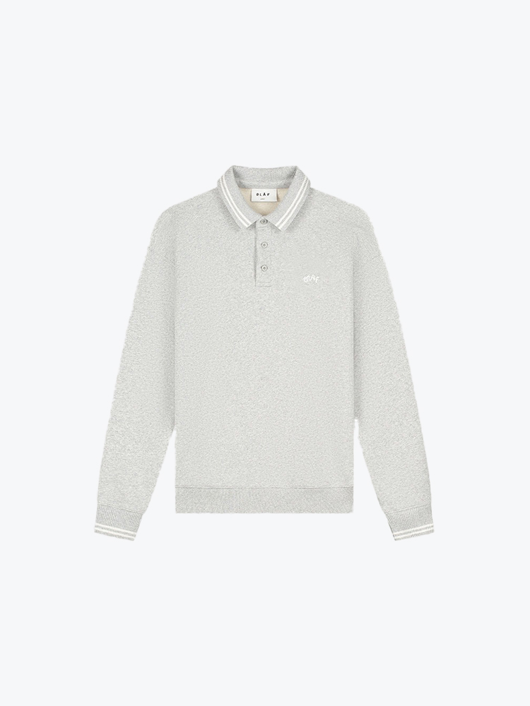 OLAF – Olaf - Tipping Detail Oversized Polo Htr Grey - Truien - Heren – Grijs – Truien