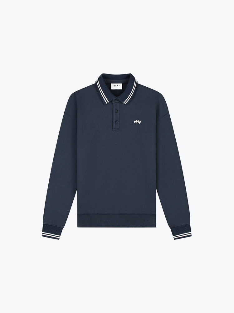 OLAF – Olaf - Tipping Detail Oversized Polo Navy - Truien - Heren – Blauw – Truien