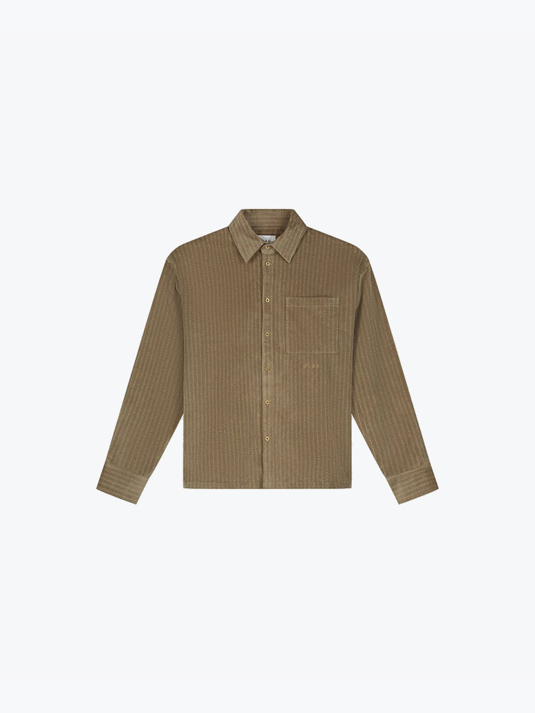 OLAF – Olaf - Corduroy Boxy Shirt Foxtrot - Overhemden - Heren – Groen – Overhemden