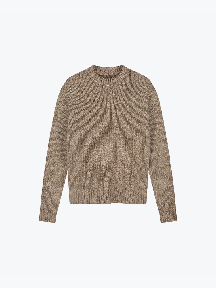 OLAF – Olaf - Essential Melange Knitted Crewneck Foxtrot - Truien - Heren – Groen – Truien