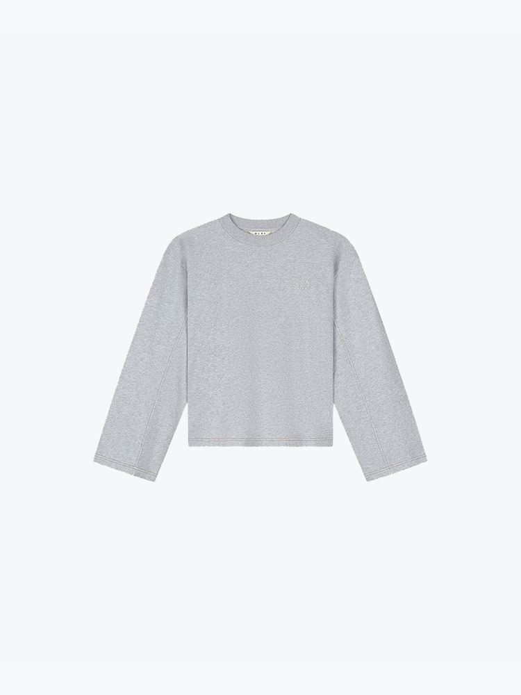 OLAF – Olaf - Contrast Retro Logo Crewneck Htr Grey - Truien - Dames – Grijs – Truien