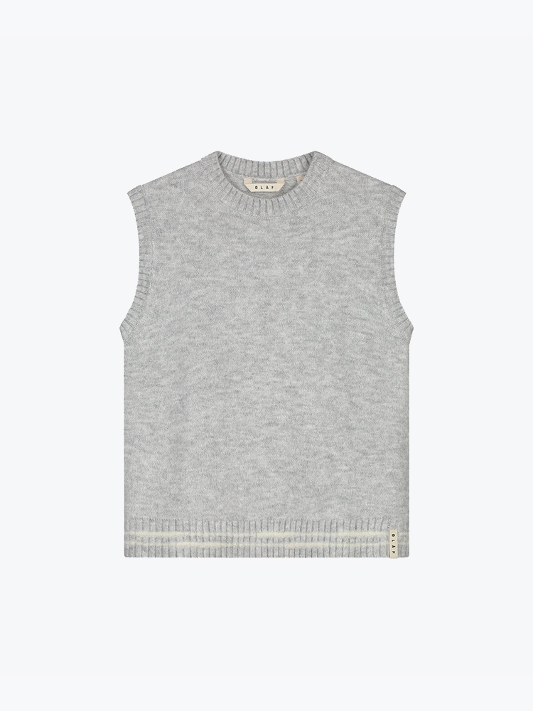 OLAF – Olaf - Crafted Detail Knit Vest Htr Grey - T-Shirts - Dames – Grijs – T-shirts