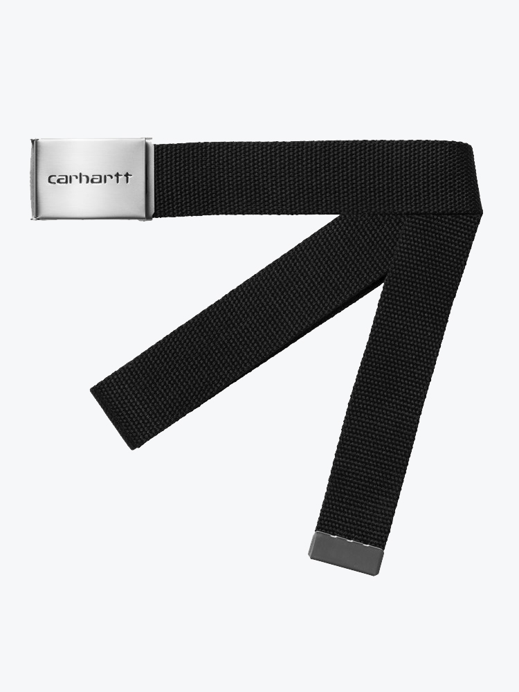 Carhartt WIP – Carhartt WIP - Clip Belt Chrome Black - Riemen - Unisex – Zwart – Riemen