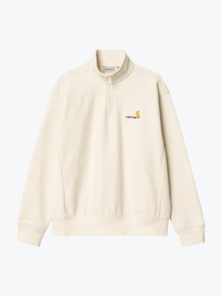Carhartt WIP – Carhartt WIP - Half Zip American Script Sweat Natural - Truien - Heren – Beige – Truien