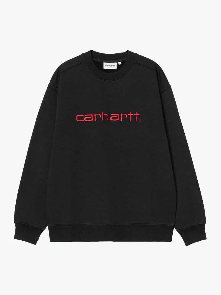 Carhartt WIP – Carhartt WIP - W' Carhartt Sweat Black / Scarlet - Truien - Dames – Zwart – Truien