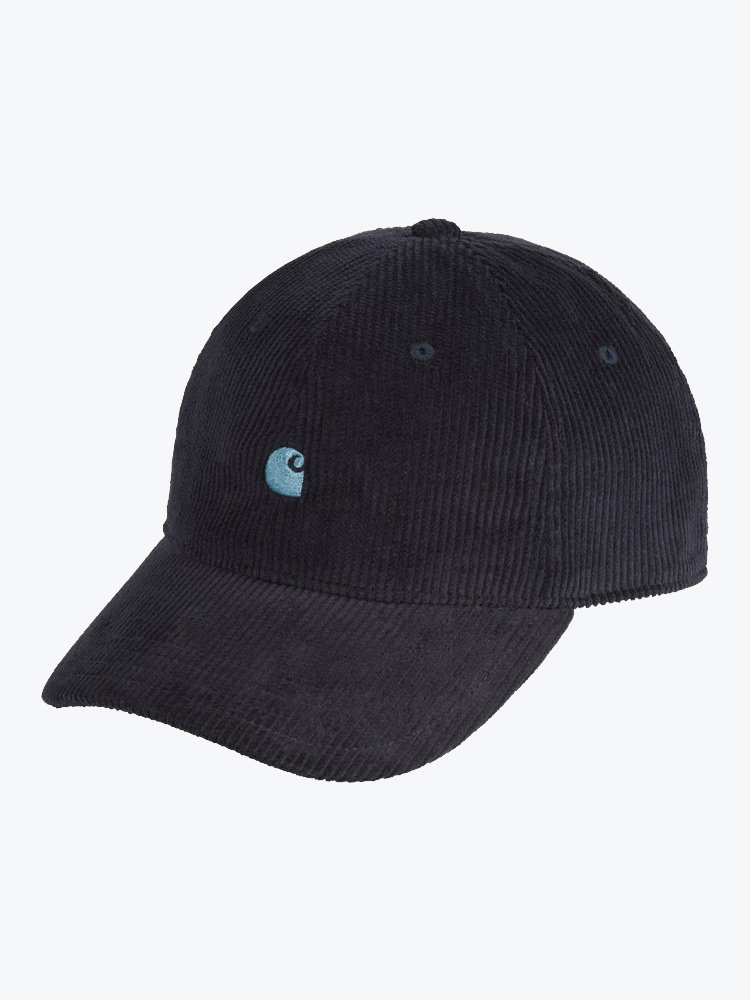 Carhartt WIP – Carhartt WIP - Harlem Cap Dark Navy / White - Petten - Unisex – Blauw – Petten