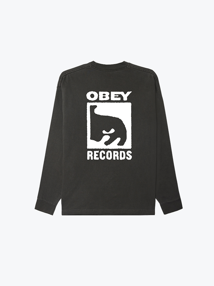 Obey Obey - Obey Records Icon Pigment Dusty Black - T-Shirts - Heren Zwart T-Shirts