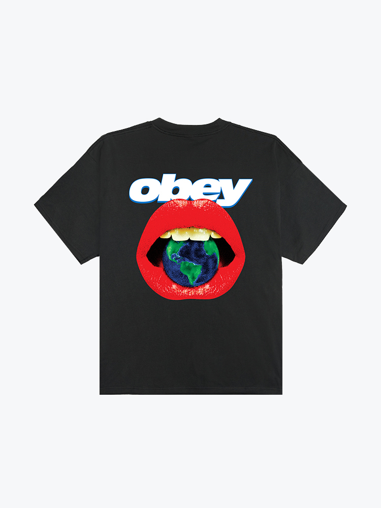 Obey Obey - Obey Lips Vintage Black - T-Shirts - Heren Zwart T-Shirts