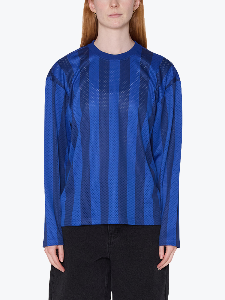 Obey – Obey - Bounds Mesh Stripe Ls Blue - T-Shirts - Dames – Blauw – T-shirts