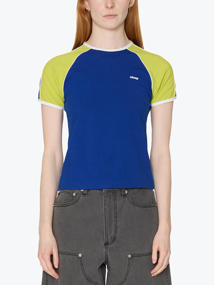 Obey Obey - Replay Raglan Ss Blue Multi - T-Shirts - Dames Blauw T-shirts