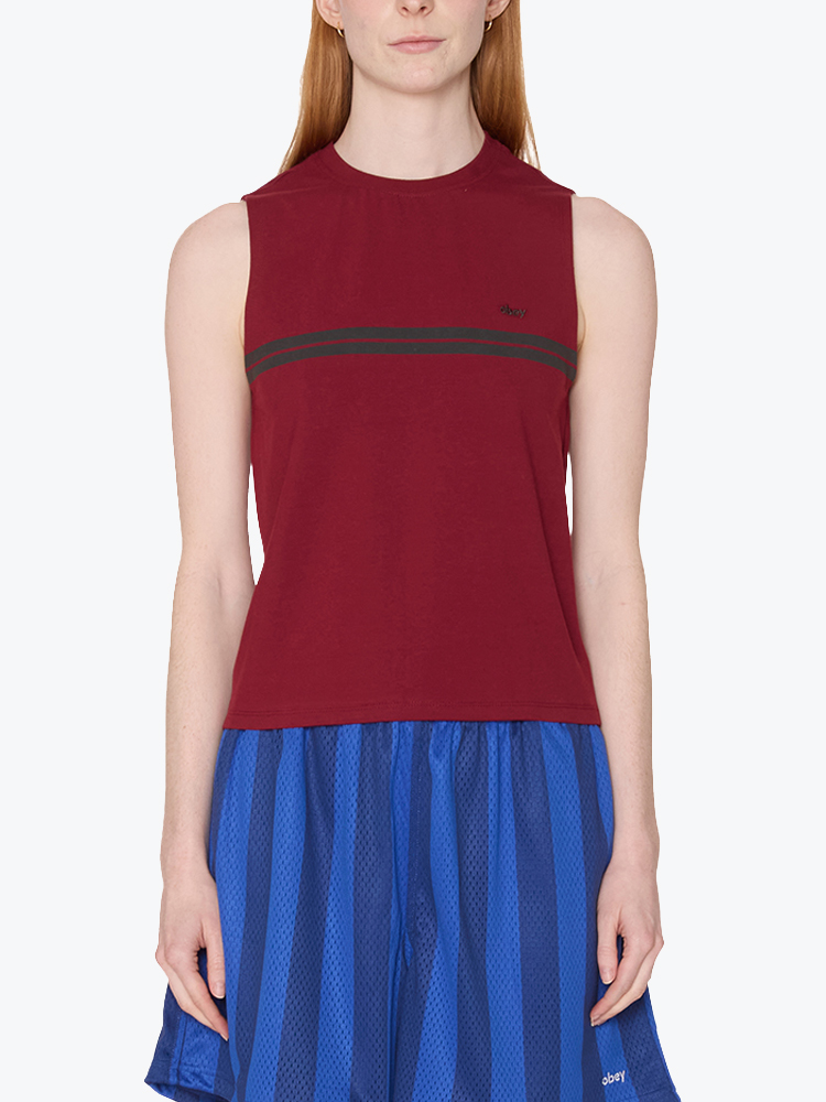 Obey – Obey - Freya Stripe Tank Red - T-Shirts - Dames – Rood – T-shirts