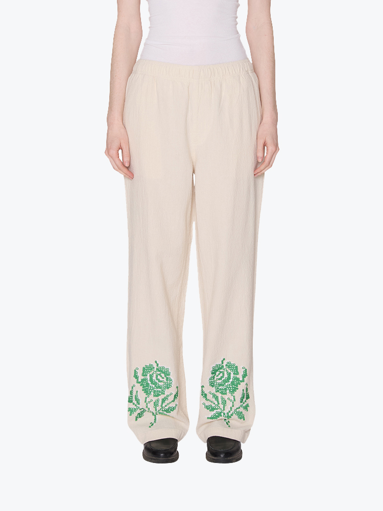 Obey Obey - Roses Embellished Pant Natural - Broeken - Dames Beige Broeken