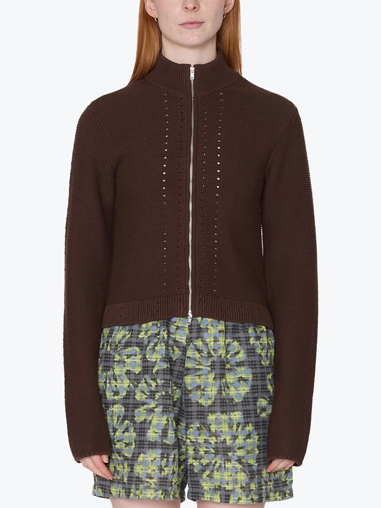 Obey Obey - Meredith Mock Zip Sweater Chocolate - Truien - Dames Bruin Truien