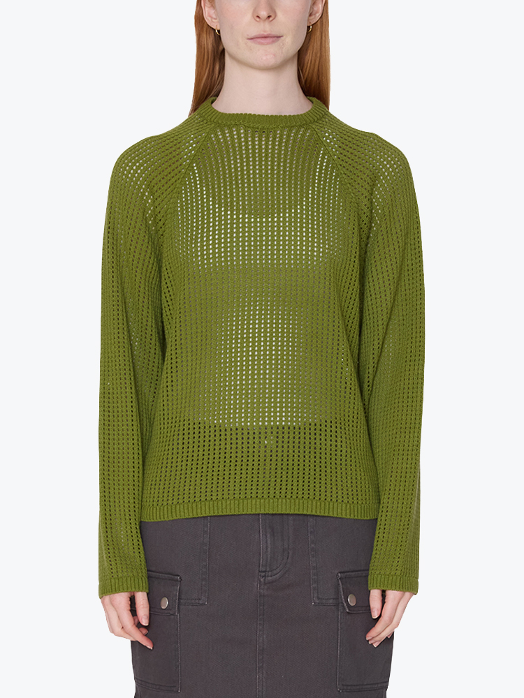 Obey Obey - Talia Open Knit Raglan Pesto - Truien - Dames Groen Truien