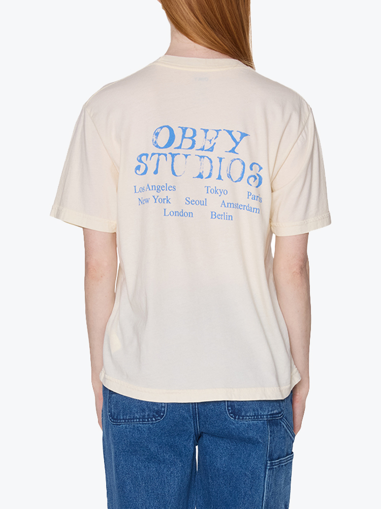 Obey Obey - Obey Studio Stamp Unbleached - T-Shirts - Dames Beige T-shirts