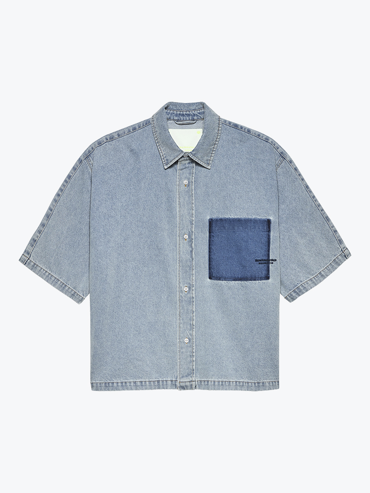 New Amsterdam Surf Association – New Amsterdam Surf Association - Lyocell Short Sleeves Light Blue Blue - Overhemden - Heren – Blauw – Overhemden