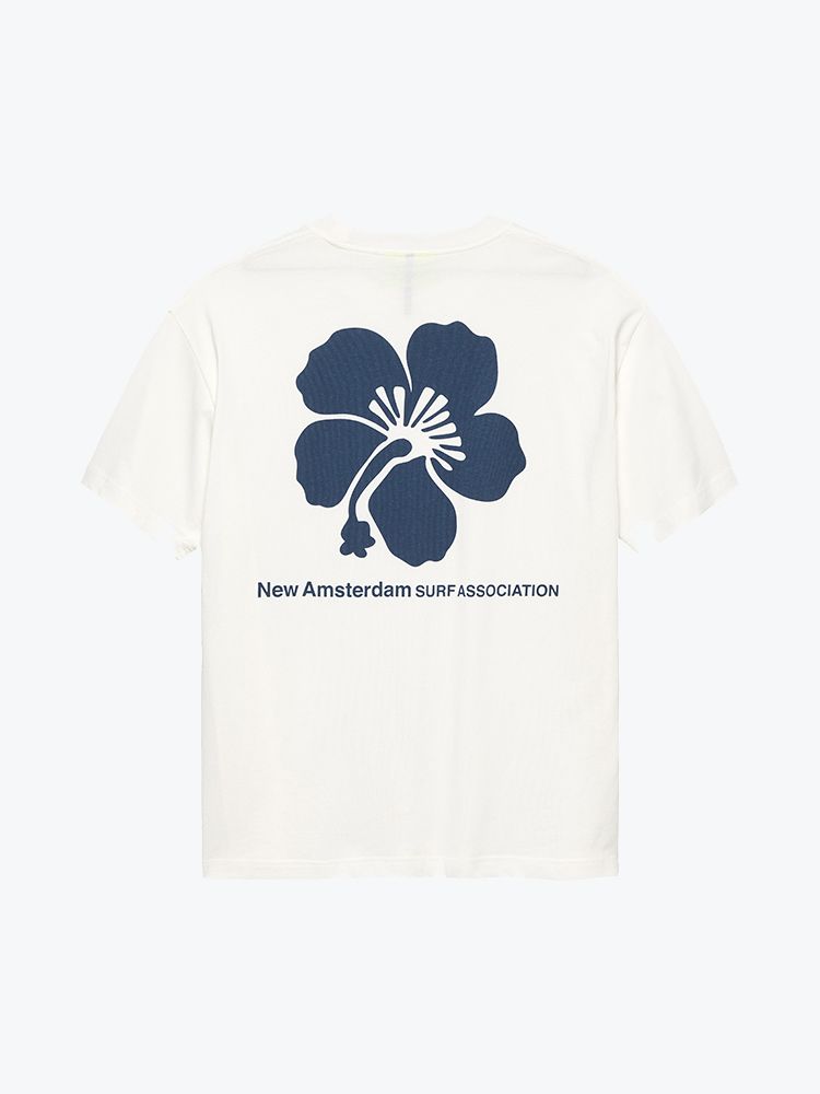 New Amsterdam Surf Association – New Amsterdam Surf Association - Hibiscus Tee Washed White White - T-Shirts - Heren – Wit – T-Shirts