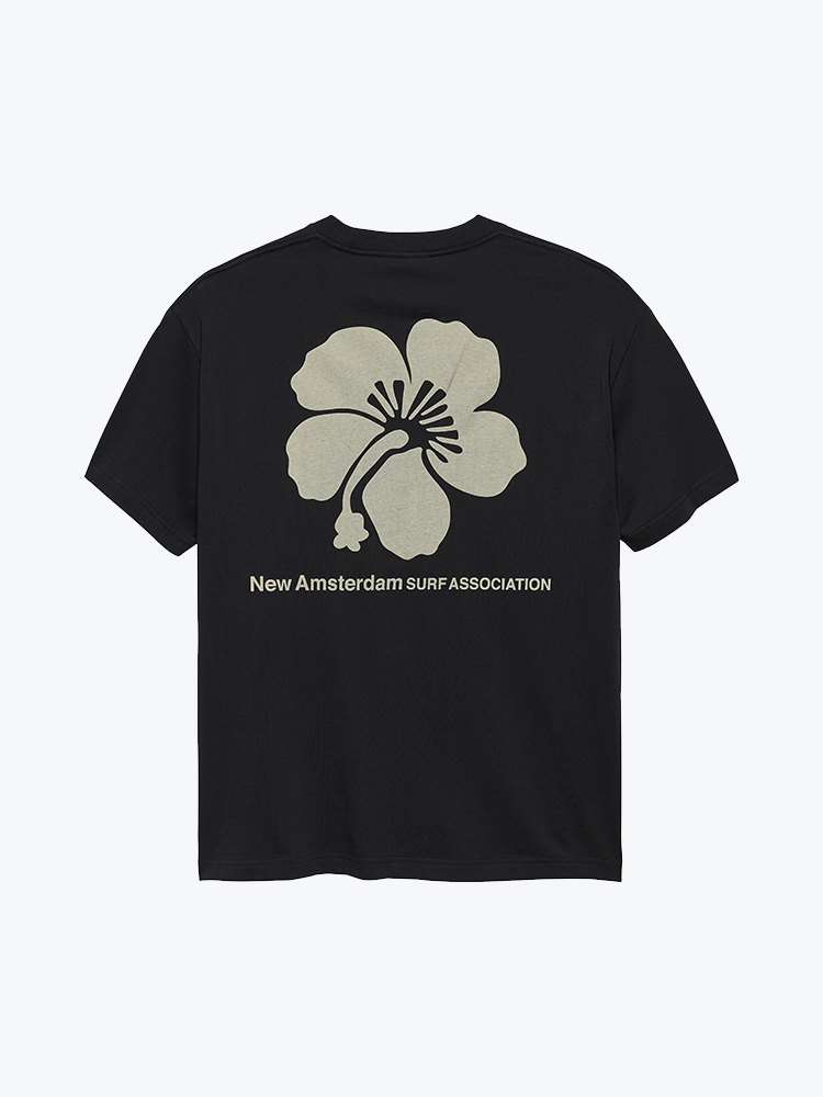 New Amsterdam Surf Association – New Amsterdam Surf Association - Hibiscus Tee Black Black - T-Shirts - Heren – Zwart – T-Shirts