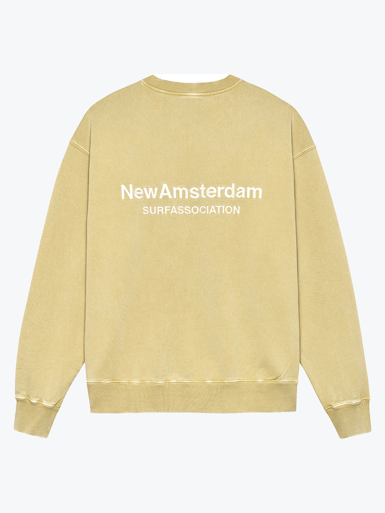 New Amsterdam Surf Association – New Amsterdam Surf Association - Logo Crewneck Yellow Stone Stone - Truien - Heren – Grijs – Truien