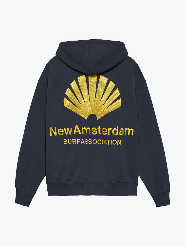 New Amsterdam Surf Association – New Amsterdam Surf Association - Logo Hoodie Navy Blazer/Sun Yellow Yellow - Truien - Heren – Geel – Truien