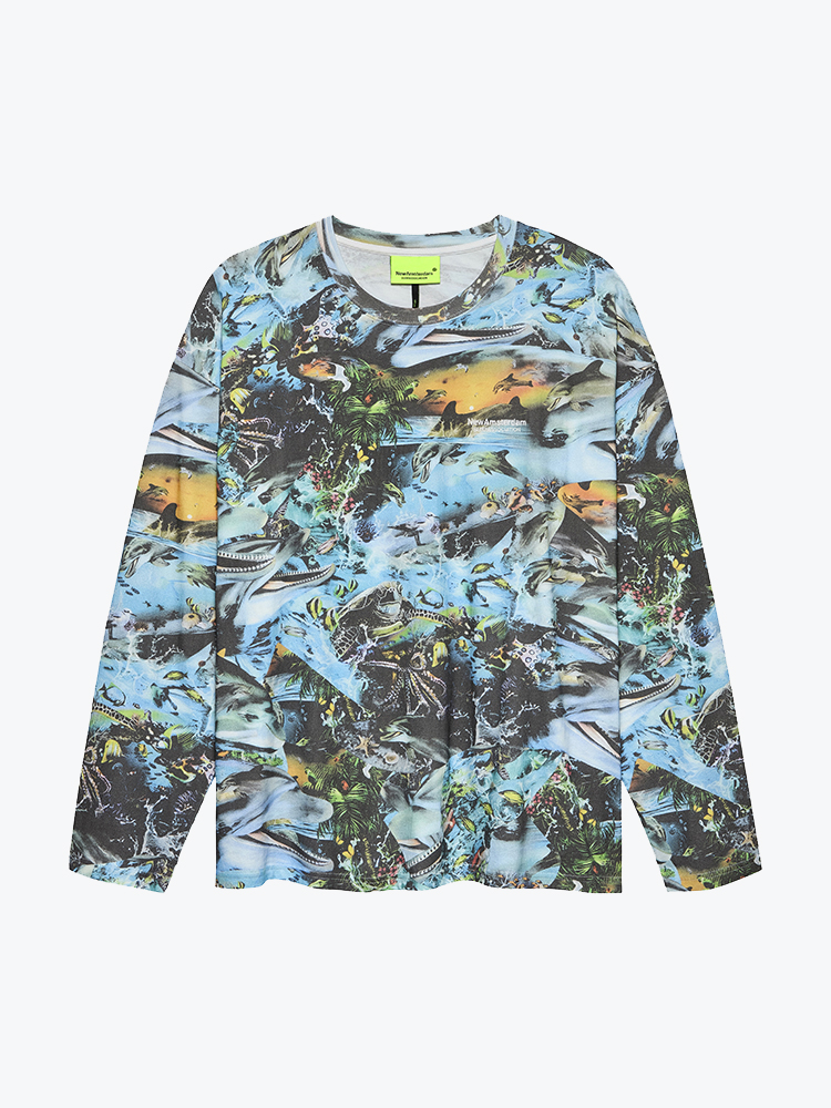 New Amsterdam Surf Association – New Amsterdam Surf Association - Dolphin Longsleeve Aop Aop - T-Shirts - Heren – Multi – T-Shirts